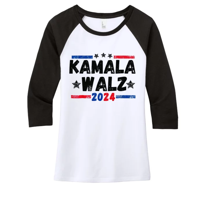 Kamala Walz 2024 For Brighter Tomorrow Women's Tri-Blend 3/4-Sleeve Raglan Shirt