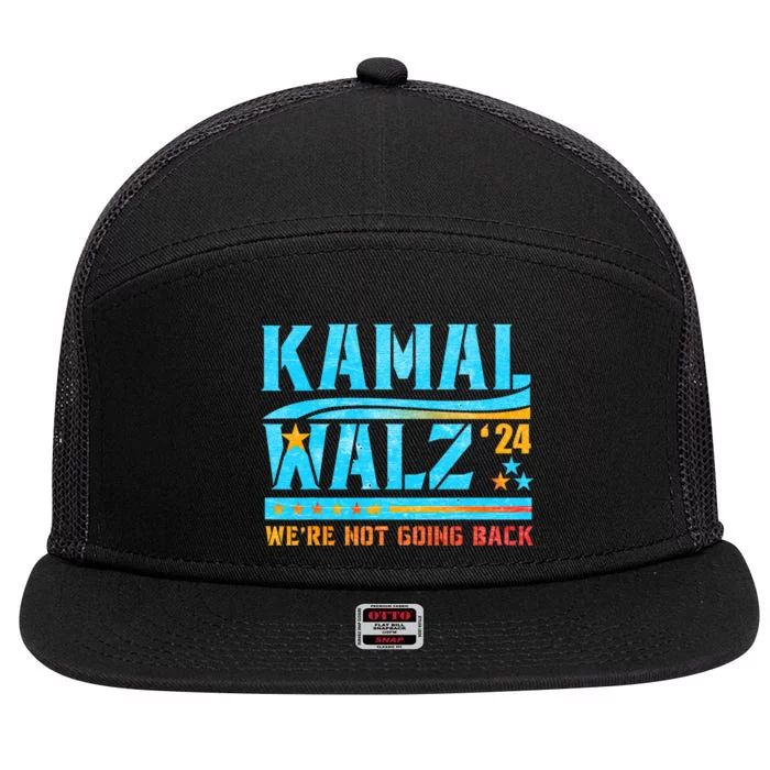 Kamala Waltz 2024 WeRe Not Going Back Harris Election Team 7 Panel Mesh Trucker Snapback Hat