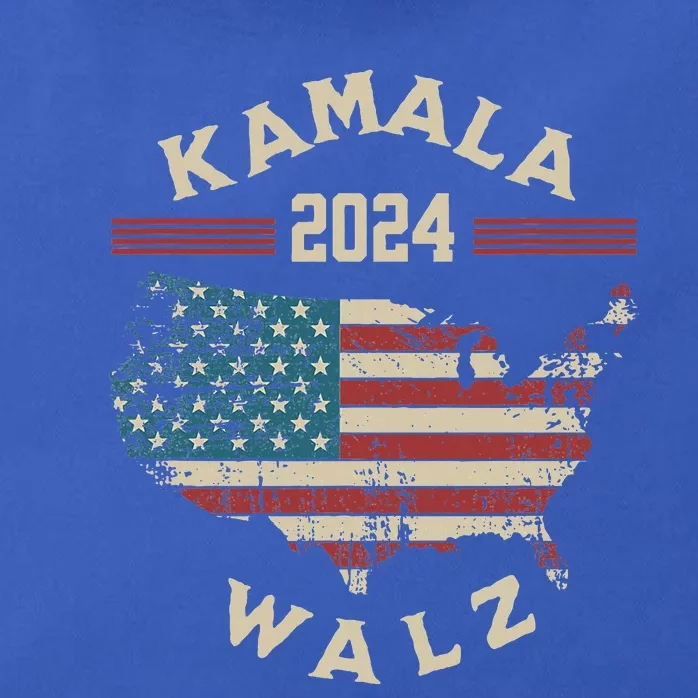 Kamala Walz 2024 President And Vp Under The American Flag Zip Tote Bag