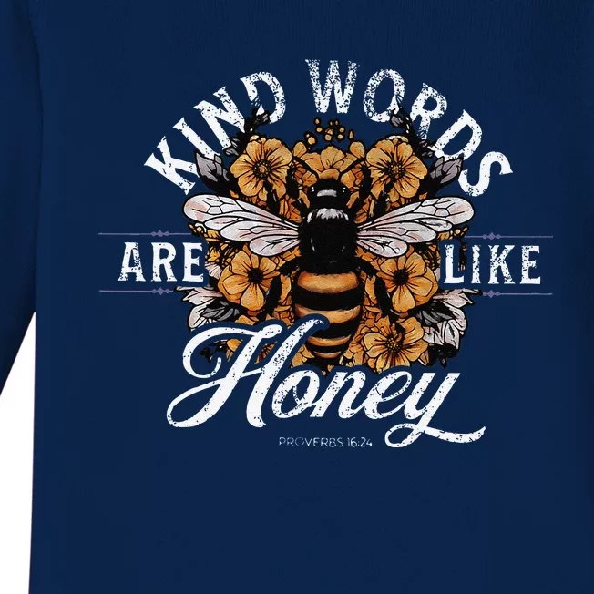 Kind Words Are Like Honey Bible Verse Christian Prayer Baby Long Sleeve Bodysuit