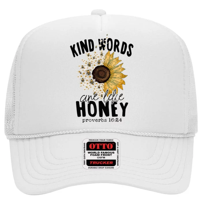 Kind Words Are Like Honey Jesus Christian Women Bible High Crown Mesh Trucker Hat