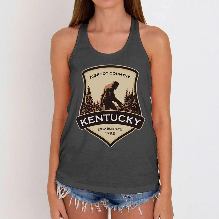 Kentucky With A Bigfoot Or A Sasquatch Women's Knotted Racerback Tank