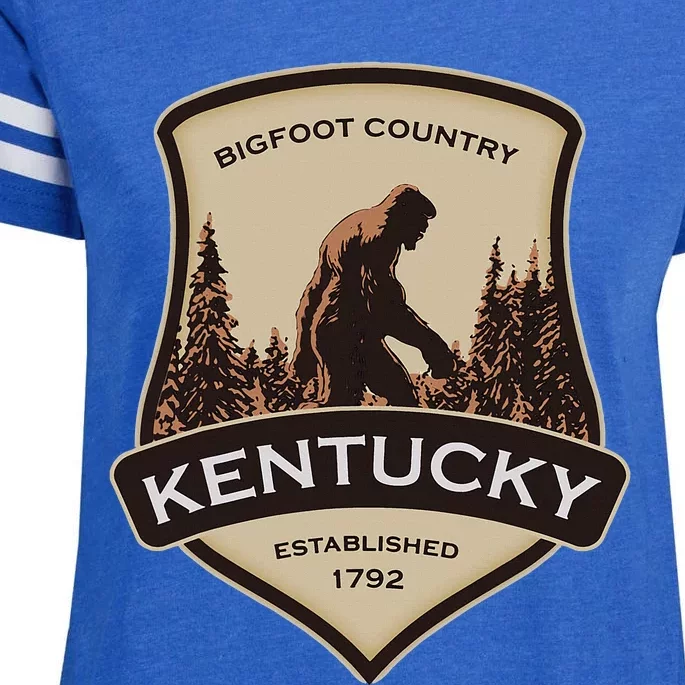 Kentucky With A Bigfoot Or A Sasquatch Enza Ladies Jersey Football T-Shirt