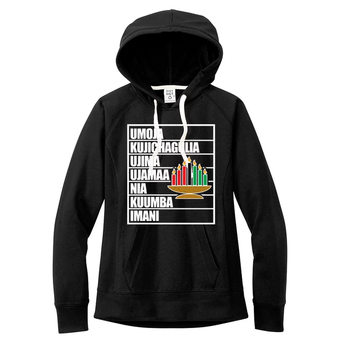 Kwanzaa Holiday Principles Kinara Candles Women's Fleece Hoodie