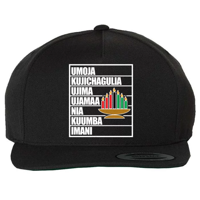 Kwanzaa Holiday Principles Kinara Candles Wool Snapback Cap