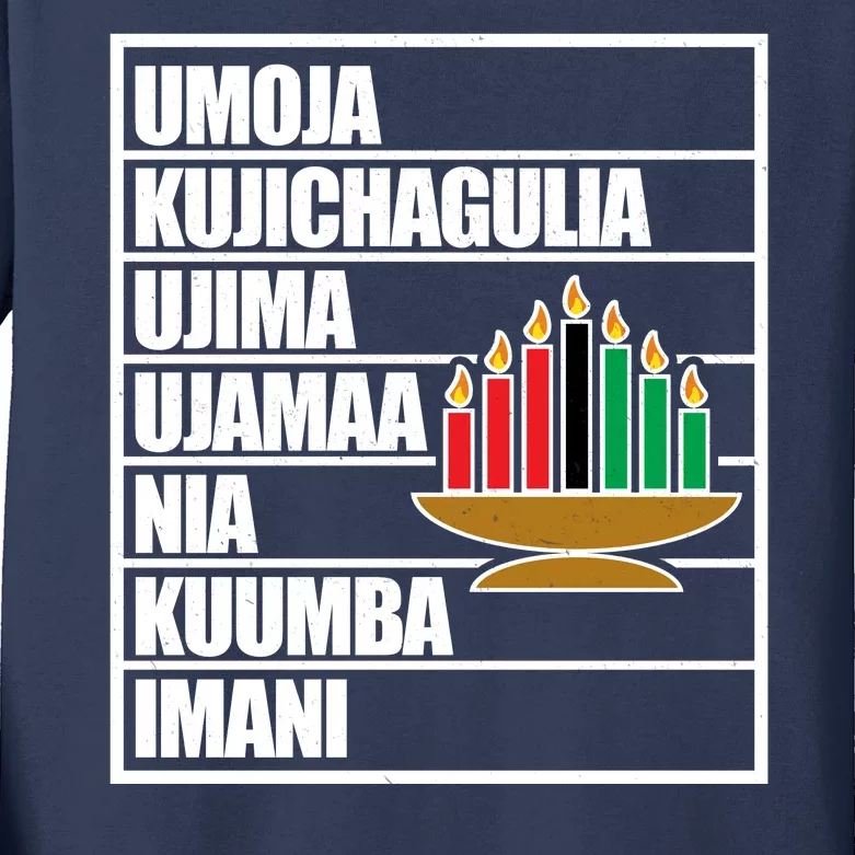 Kwanzaa Holiday Principles Kinara Candles Kids Long Sleeve Shirt