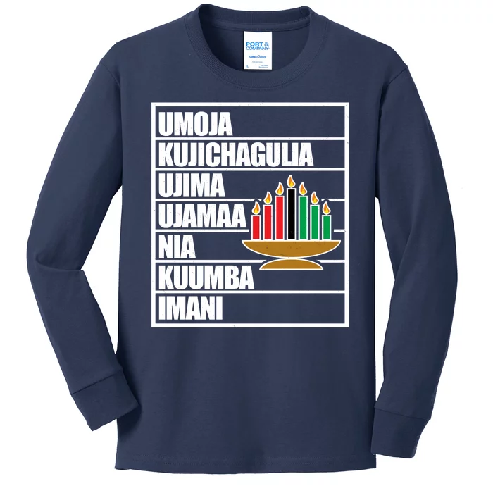 Kwanzaa Holiday Principles Kinara Candles Kids Long Sleeve Shirt