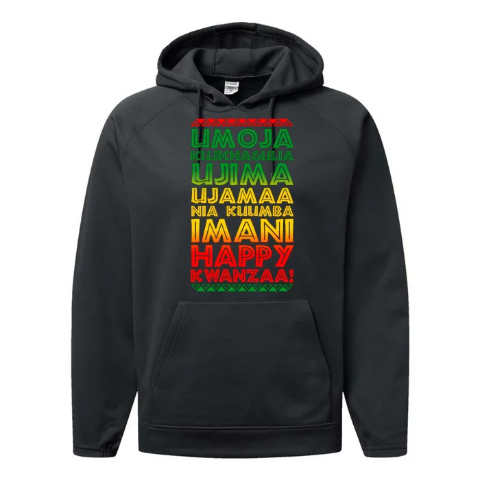 Kwanzaa Holiday Principles Traditional Colors Performance Fleece Hoodie