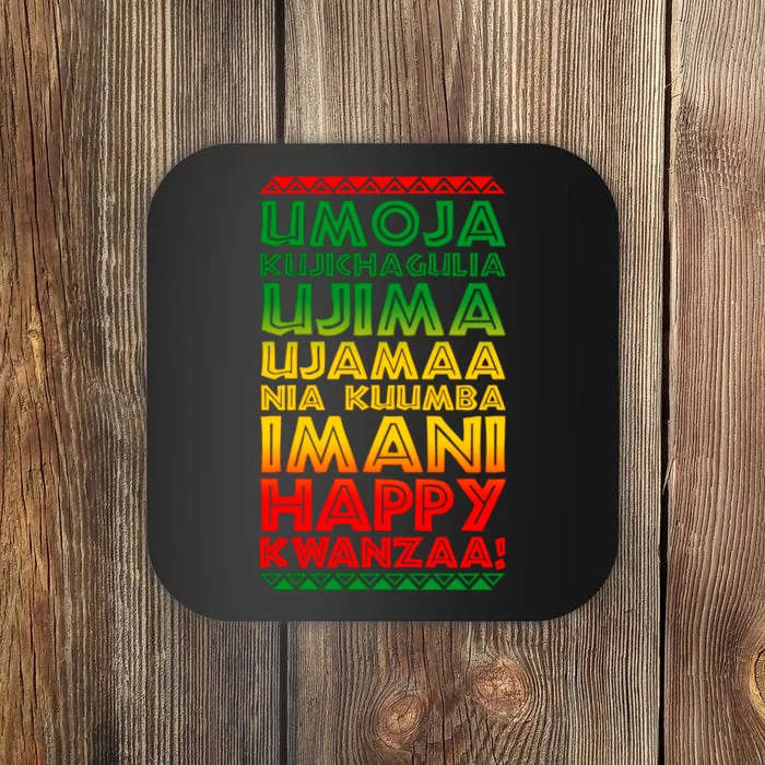 Kwanzaa Holiday Principles Traditional Colors Coaster