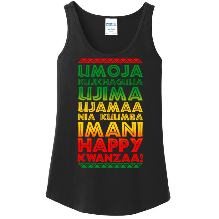 Kwanzaa Holiday Principles Traditional Colors Ladies Essential Tank