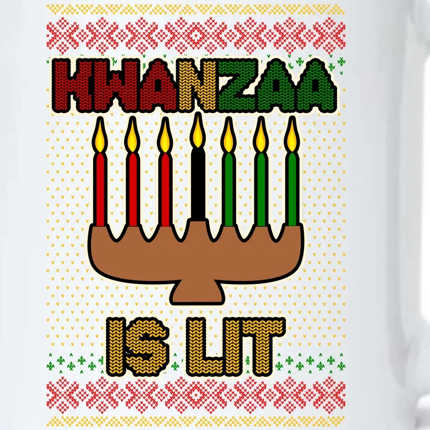 Kwanzaa is Lit Kinara Candles Ugly Kwanzaa Sweater Black Color Changing Mug