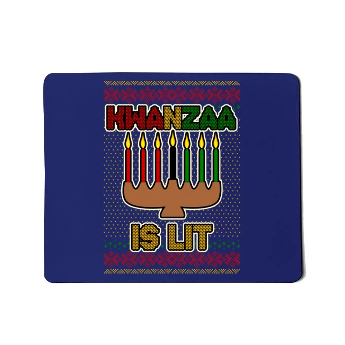 Kwanzaa is Lit Kinara Candles Ugly Kwanzaa Sweater Mousepad