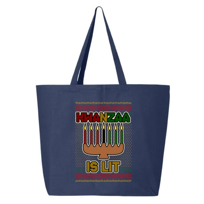 Kwanzaa is Lit Kinara Candles Ugly Kwanzaa Sweater 25L Jumbo Tote