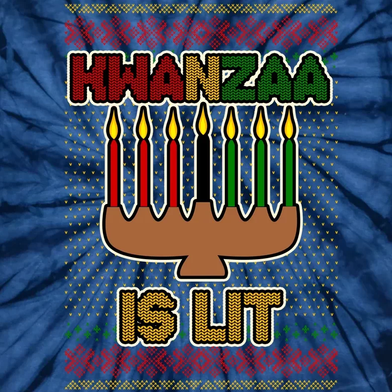 Kwanzaa is Lit Kinara Candles Ugly Kwanzaa Sweater Tie-Dye T-Shirt