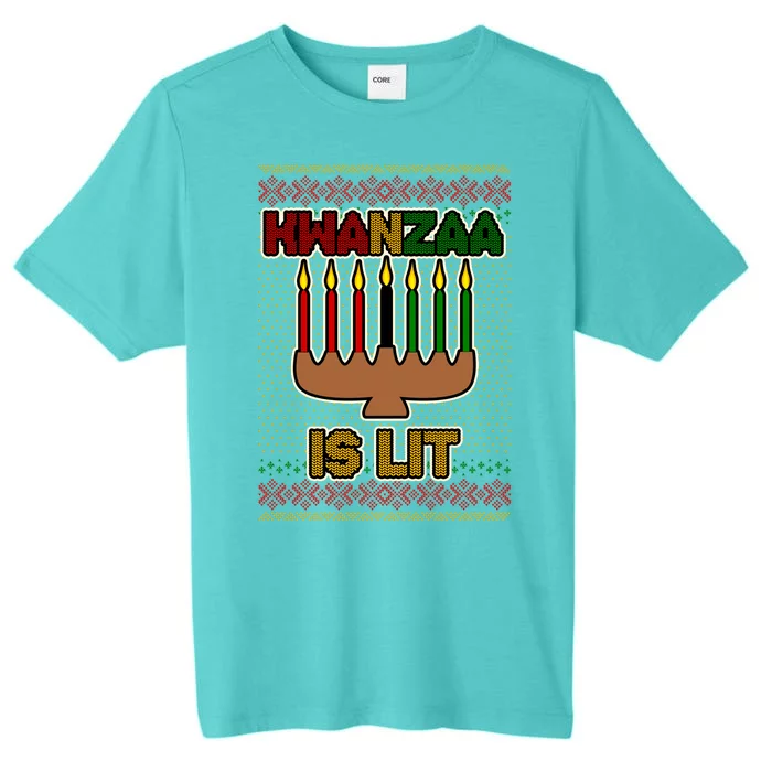 Kwanzaa is Lit Kinara Candles Ugly Kwanzaa Sweater ChromaSoft Performance T-Shirt