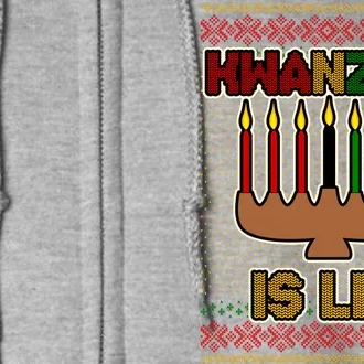 Kwanzaa is Lit Kinara Candles Ugly Kwanzaa Sweater Full Zip Hoodie