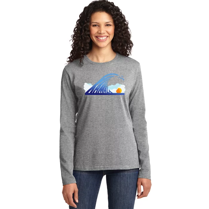 Kamala Wave Blue Wave Over Trump Ladies Long Sleeve Shirt