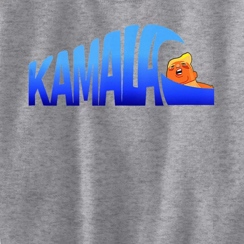 Kamala Wave Blue Wave Over Trump Kids Sweatshirt