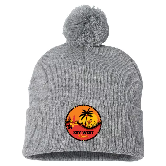 Key West Circular Logo Pom Pom 12in Knit Beanie