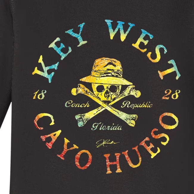 Key West Cayo Hueso Fl Jolly Roger Baby Long Sleeve Bodysuit