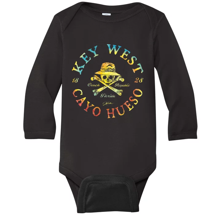 Key West Cayo Hueso Fl Jolly Roger Baby Long Sleeve Bodysuit