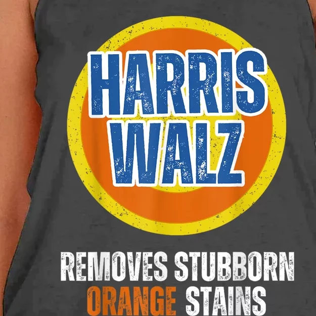 Kamala Walz Detergent Removes Stubborn Orange Stains 2024 Harris Walz Anti Trump Women's Knotted Racerback Tank