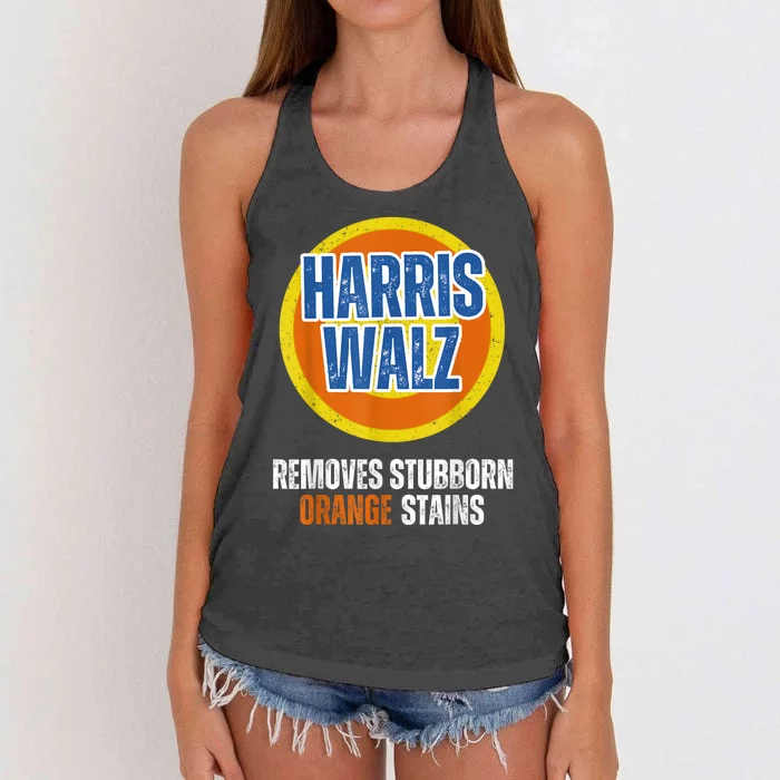 Kamala Walz Detergent Removes Stubborn Orange Stains 2024 Harris Walz Anti Trump Women's Knotted Racerback Tank