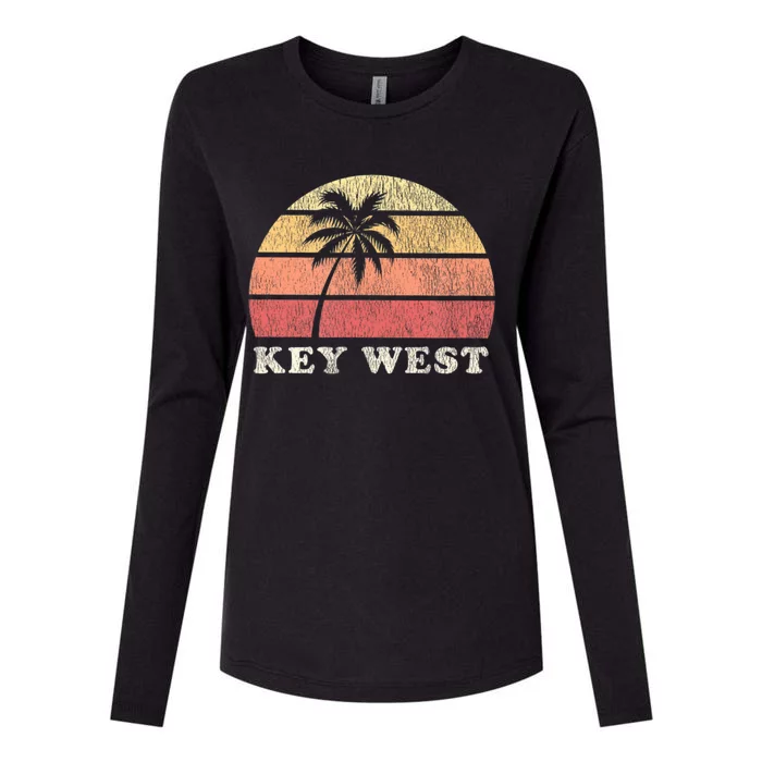 Key West Fl Vintage 70s Retro Womens Cotton Relaxed Long Sleeve T-Shirt