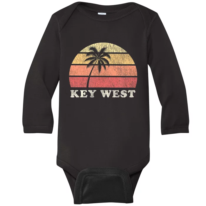 Key West Fl Vintage 70s Retro Baby Long Sleeve Bodysuit