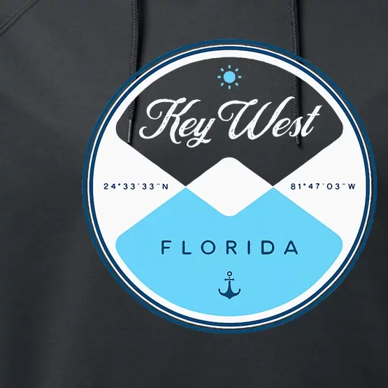 Key West Florida Circle Graphic Performance Fleece Hoodie