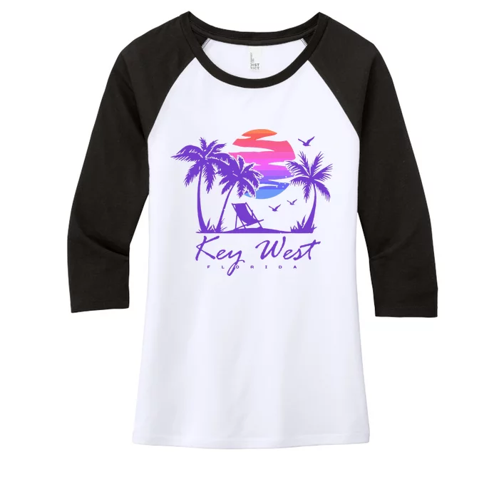 Key West Florida Spring Break Vacation Women's Tri-Blend 3/4-Sleeve Raglan Shirt