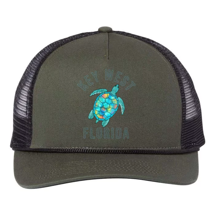 Key West Florida Sea Turtle Retro Rope Trucker Hat Cap