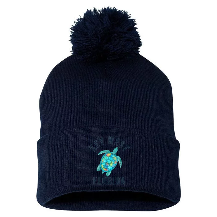 Key West Florida Sea Turtle Pom Pom 12in Knit Beanie