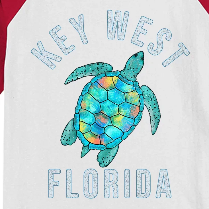 Key West Florida Sea Turtle Kids Colorblock Raglan Jersey