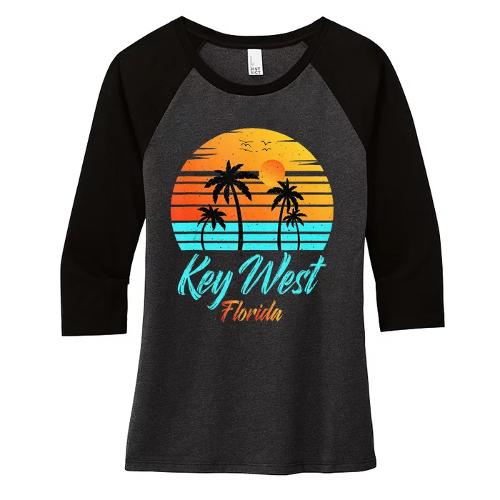 Key West Florida Travel Vacation Getaway Cruise Women's Tri-Blend 3/4-Sleeve Raglan Shirt