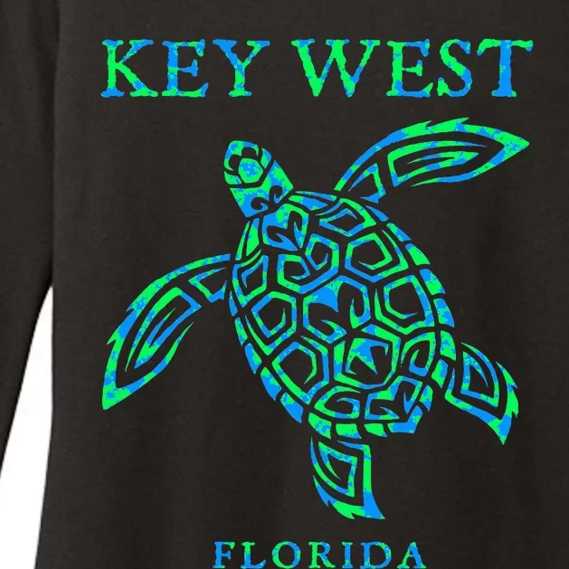 Key West Florida Sea Turtle Retro Boy Girl Vacation Souvenir Womens CVC Long Sleeve Shirt