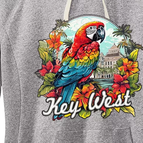 Key West Fl Parrot And Flowers Women's Fleece Hoodie