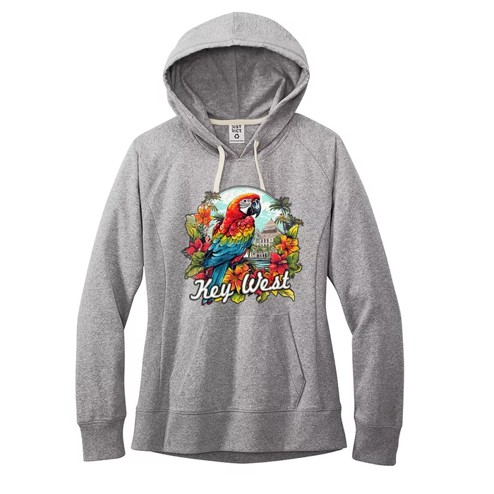 Key West Fl Parrot And Flowers Women's Fleece Hoodie