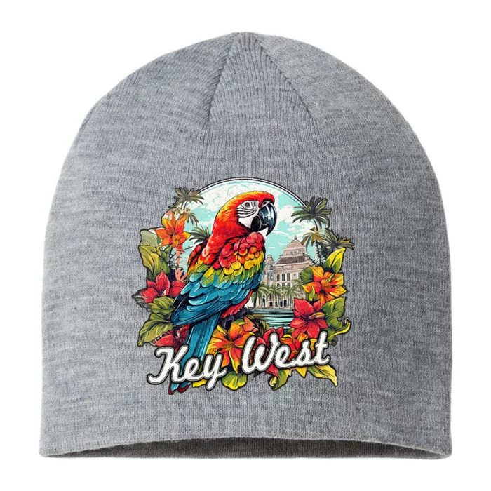 Key West Fl Parrot And Flowers 8 1/2in Sustainable Knit Beanie