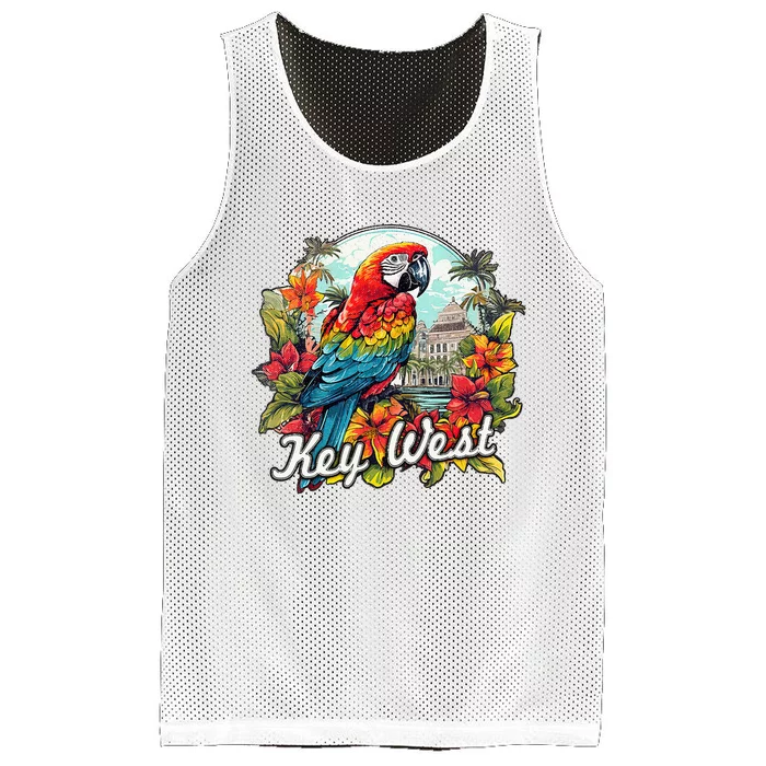 Key West Fl Parrot And Flowers Mesh Reversible Basketball Jersey Tank