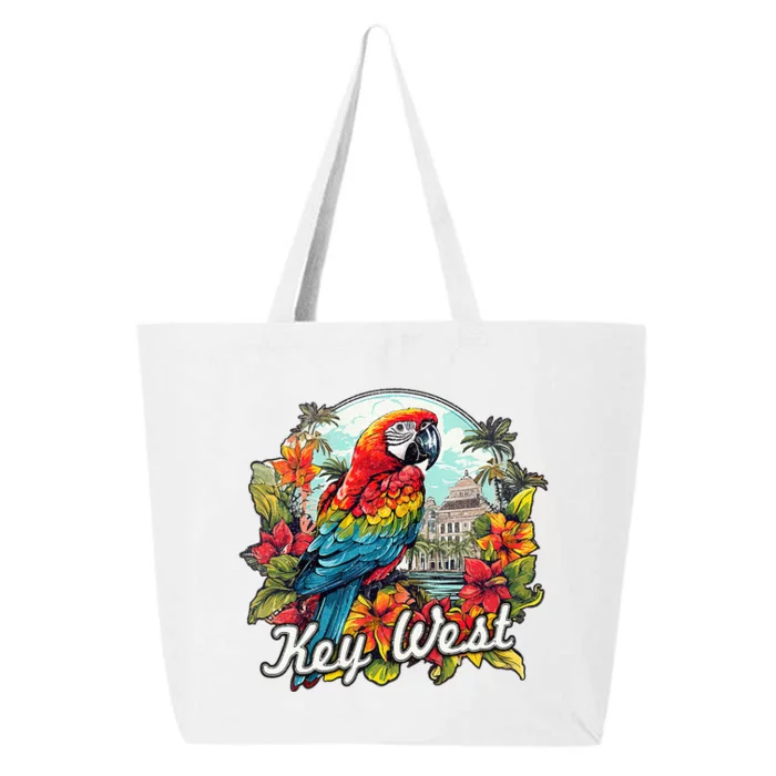 Key West Fl Parrot And Flowers 25L Jumbo Tote