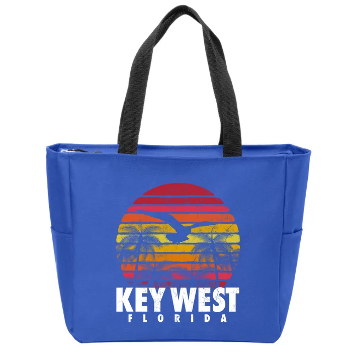 Key West Florida Vintage Retro Sunset Beach Gift Zip Tote Bag