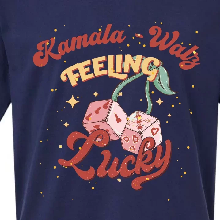 Kamala Walz Feeling Lucky Sueded Cloud Jersey T-Shirt