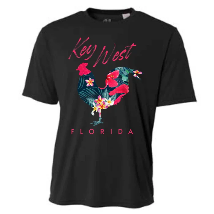 Key West Florida Chicken Lover Flower Hibiscus Souvenir Cooling Performance Crew T-Shirt