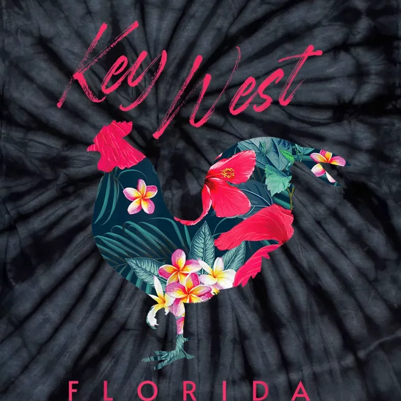 Key West Florida Chicken Lover Flower Hibiscus Souvenir Tie-Dye T-Shirt