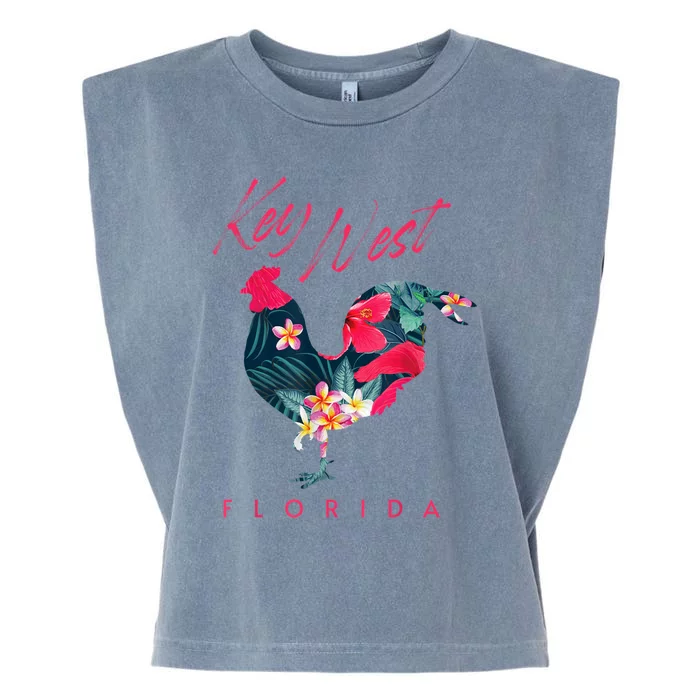 Key West Florida Chicken Lover Flower Hibiscus Souvenir Garment-Dyed Women's Muscle Tee