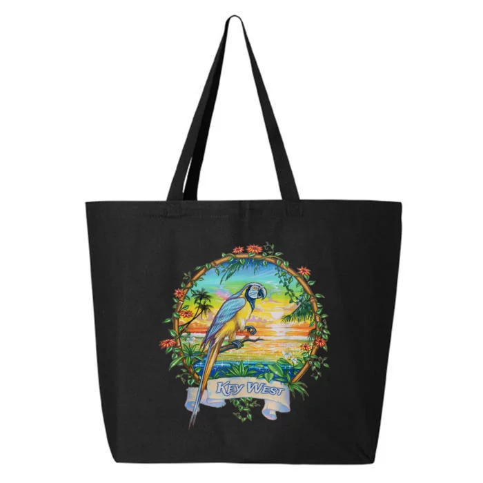 Key West, Florida Vintage Tropical Sunset Beach Parrot 25L Jumbo Tote