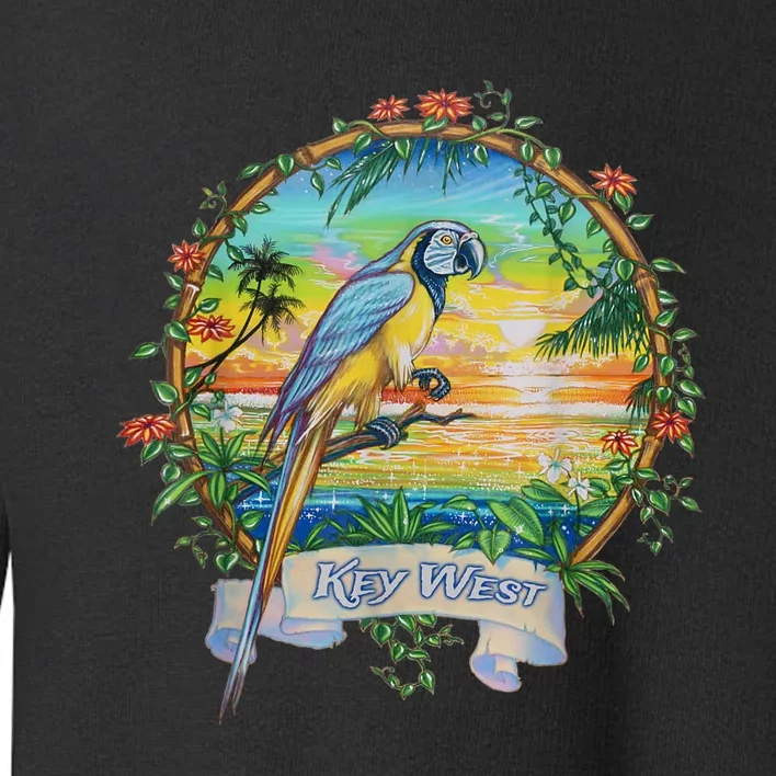 Key West, Florida Vintage Tropical Sunset Beach Parrot Toddler Sweatshirt