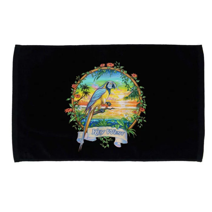 Key West, Florida Vintage Tropical Sunset Beach Parrot Microfiber Hand Towel