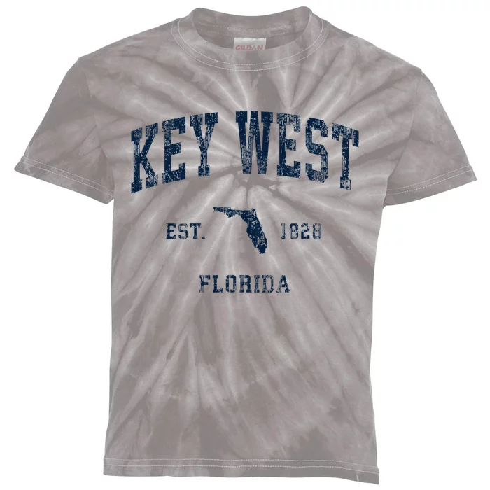 Key West Florida Fl Vintage Athletic Sports Design Kids Tie-Dye T-Shirt